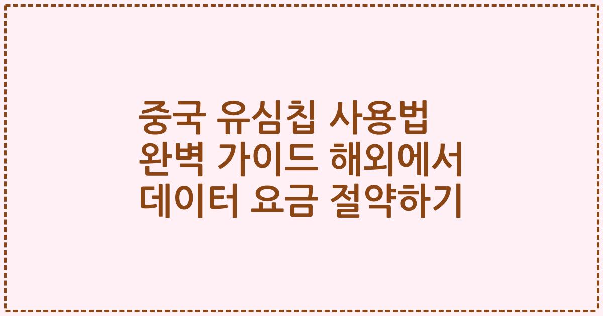 중국 유심칩 사용법 완벽 가이드 해외에서 데이터 요금 절약하기