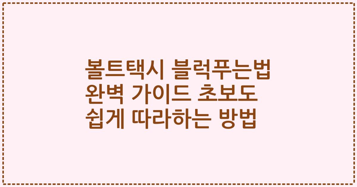 볼트택시 블럭푸는법 완벽 가이드 초보도 쉽게 따라하는 방법