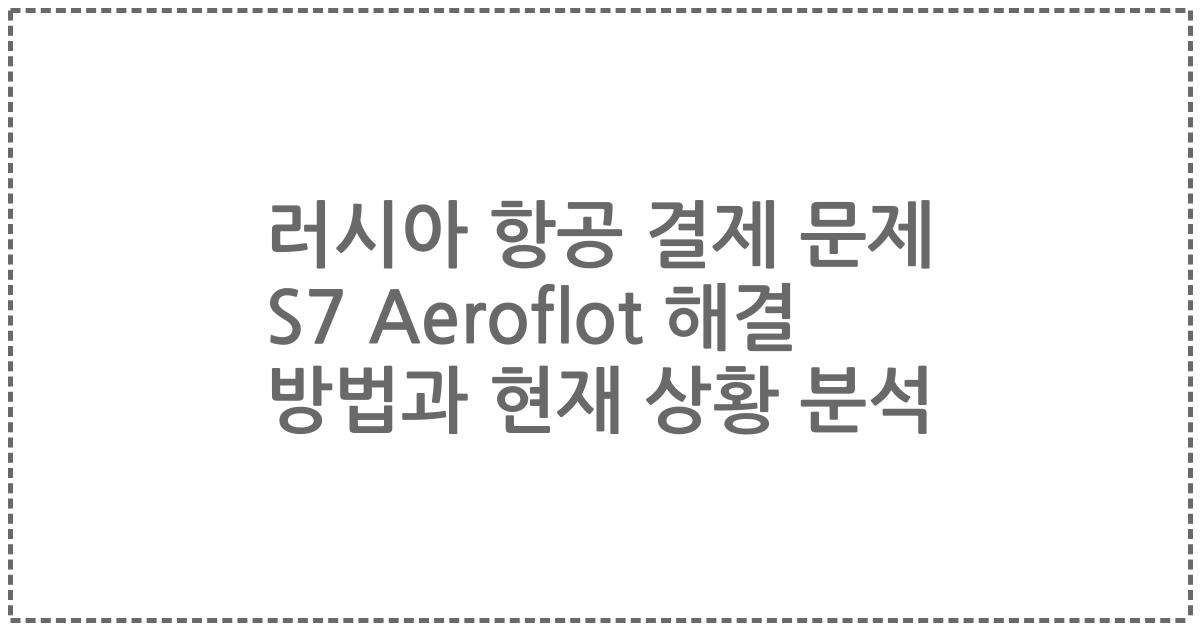 러시아 항공 결제 문제 S7 Aeroflot 해결 방법과 현재 상황 분석