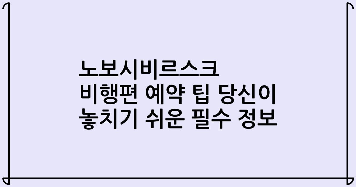 노보시비르스크 비행편 예약 팁 당신이 놓치기 쉬운 필수 정보