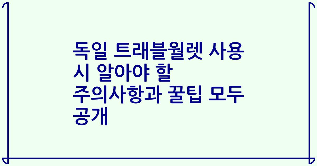 독일 트래블월렛 사용 시 알아야 할 주의사항과 꿀팁 모두 공개