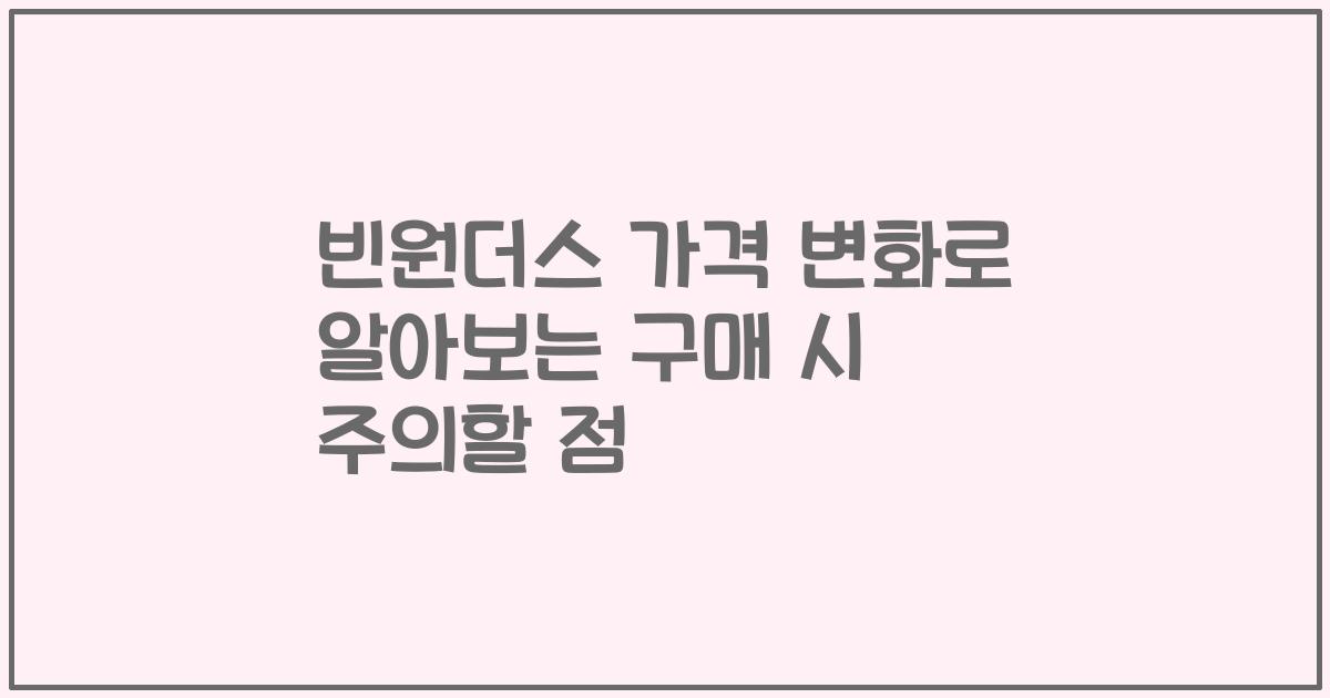 빈원더스 가격 변화로 알아보는 구매 시 주의할 점